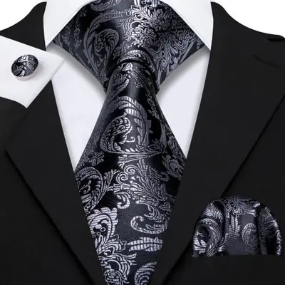 Image de Cravate Florale Homme Élégante - Ensemble Soie Jacquard