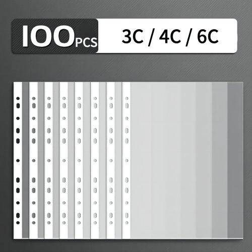 Image de Pochettes A4 11 trous - Lot de 100 pour classeur
