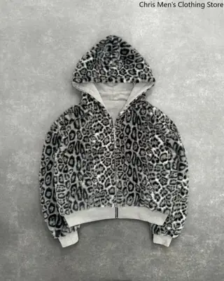Image de Sweat à Capuche Double Face Léopard Harajuku