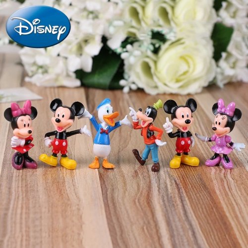 Afbeelding van 6 stks/set Disney Mickey Mouse Actiefiguren Minnie Donald Duck PVC Cake Ornamenten Collectie Decoratie Kinderen Speelgoed Geschenken