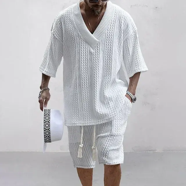 Image de Ensemble Tricoté Homme - T-Shirt + Short Décontracté