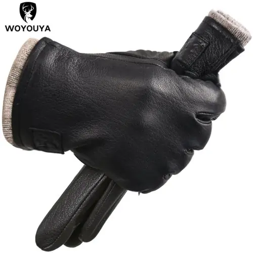 Image de Gants d'Hiver en Cuir Véritable pour Hommes