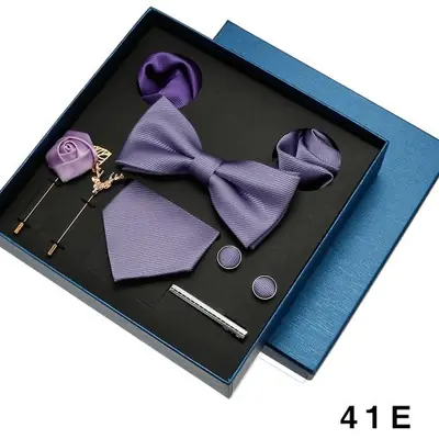 Image de Cravate Homme Classique Rouge Bleu Noir - Ensemble Élégant