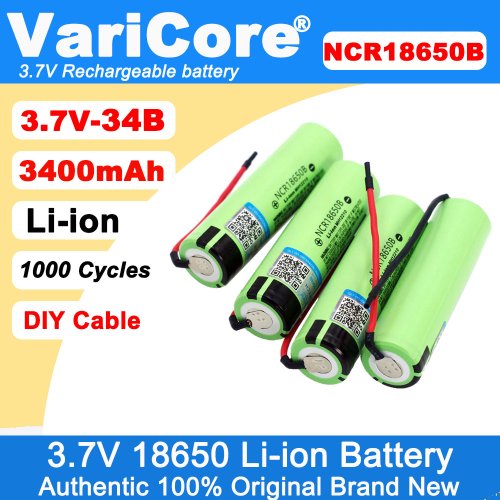 Afbeelding van VariCore Nieuwe Originele NCR18650B 3.7 v 3400 mAh 18650 Oplaadbare Li Batterij Lassen silicagel Kabel DIY