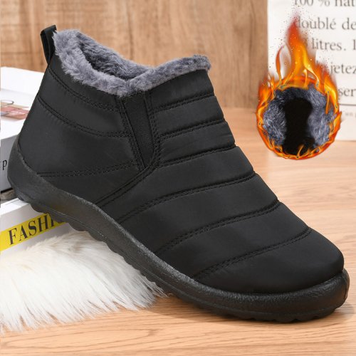 Image of Snow Platform Women Boots Punk Shoes For Women Slip On Shoes Woman Soft Ankle Boots Keep Warm Fur Winter Shoes Women Botas Mujer