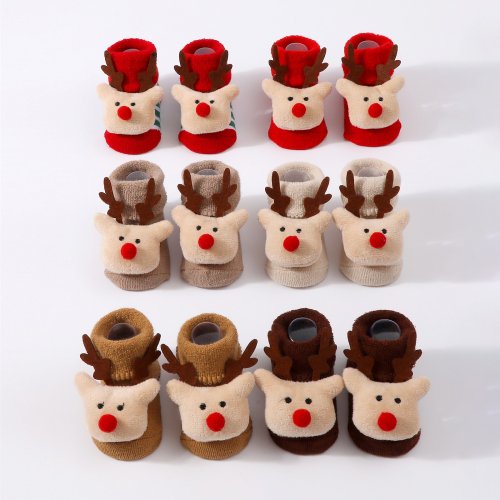 Bild von Weihnachtsbaby-Socken mit Elch & Schneemann – Süß & Warm