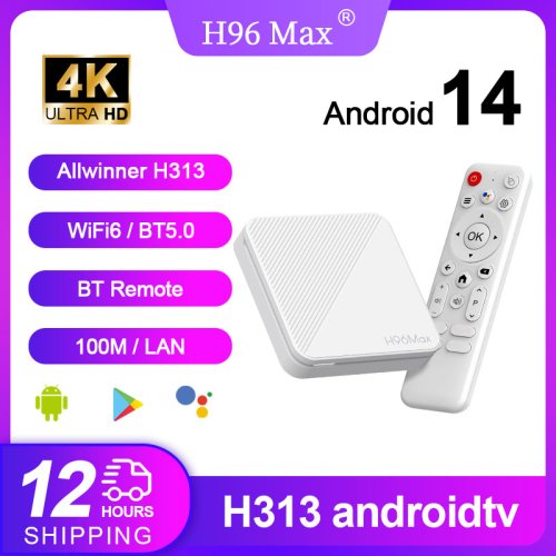 Zdjęcie Pudełko TV Smart H96 Max H313 z Androidem 14 – odtwarzacz multimedialny 4K 60 FPS, WiFi 6, Bluetooth 5.0, obsługa Google Assistant