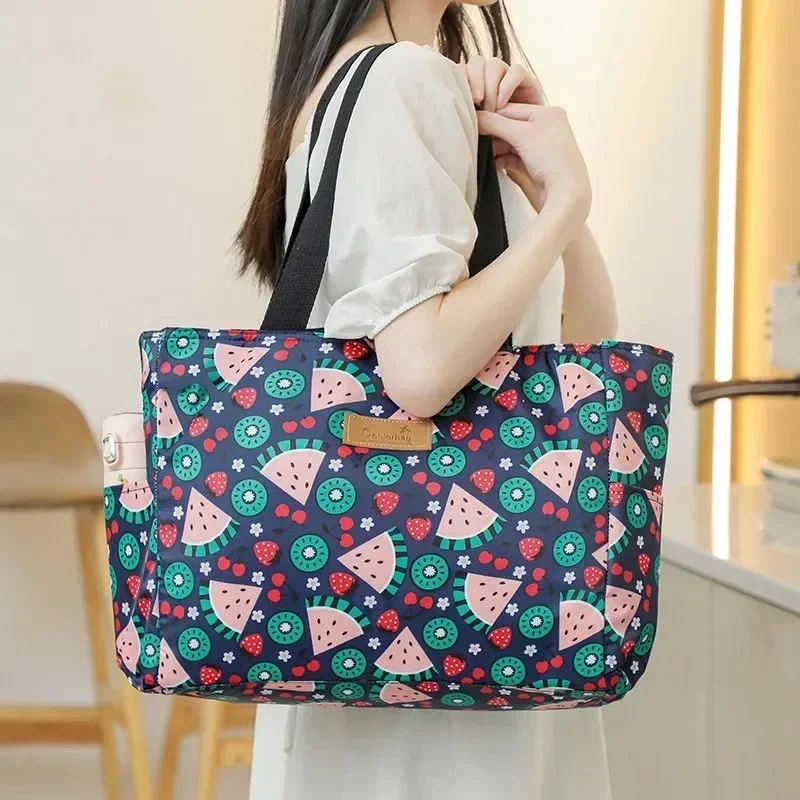 Immagine di Borsa termica impermeabile di grande capacità Borsa da pranzo portatile da donna Custodia da picnic da viaggio Scatole Bento isolate Custodia per alimenti Borse per il ghiaccio