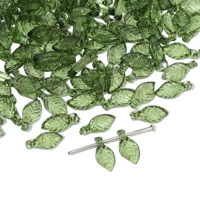 Image de Perles Feuilles Vertes Acryliques 5x10mm - Bijoux DIY