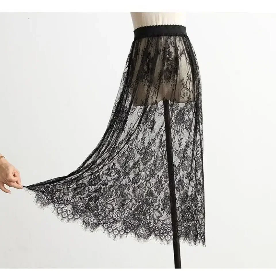 Image of Elegant High-Waisted Lace Underdress for Women – Breathable, Loose-Fit Summer Half Slip & Petticoat for Layering
