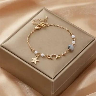 Image de Bracelet Zircon Argent avec Pendentif Lune & Papillon