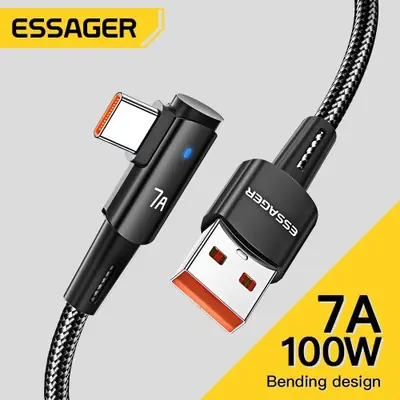 Image de Câble USB-C 90° Charge Rapide 100W