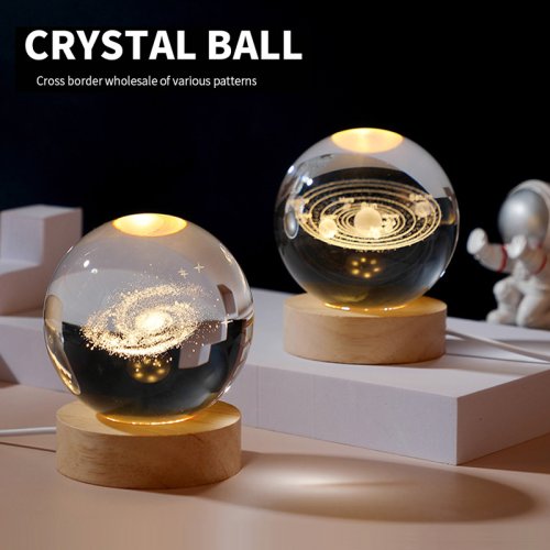 Imagen de Lámpara de Noche LED con Proyección de Vía Láctea, Galaxias y Sistema Solar – Bola de Cristal Decorativa para Dormitorio Infantil, Luz Ambiental Mágica para Niños y Niñas
