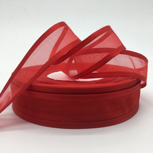 Zdjęcie Czerwona Szeroka Wstążka z Organzy 1,25 cm – 5 Metrów, Idealna do Kokard, Dekoracji Ślubnych, Świętowych oraz Rzemiosła Koronkowego