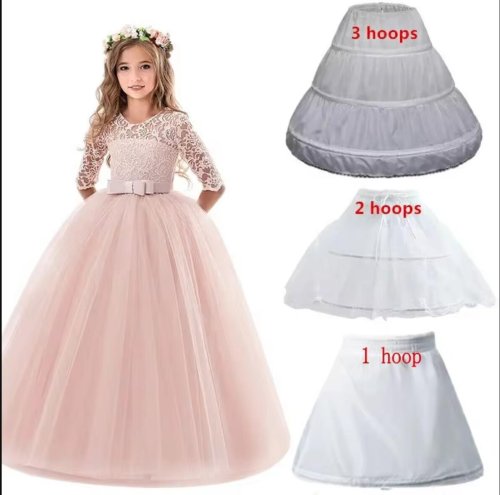 Image of Girls Crinoline Petticoat With Hoop Children Under Skirt Short White Underskirt A-line Ball Gown Child Petticoats