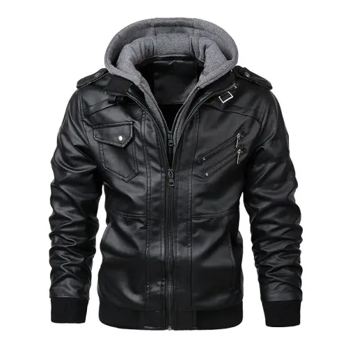 Image de Veste en Cuir Biker Homme - Style Moto Décontracté