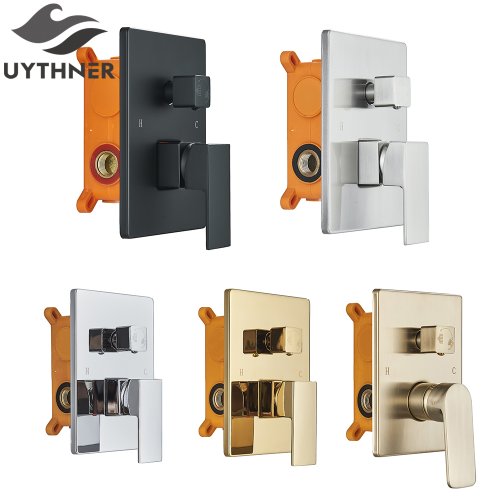 Image of Premium Brushed Gold Concealed Shower Valve with 2-Way and 3-Way Mixing Function for Wall-Mounted Brass Control System