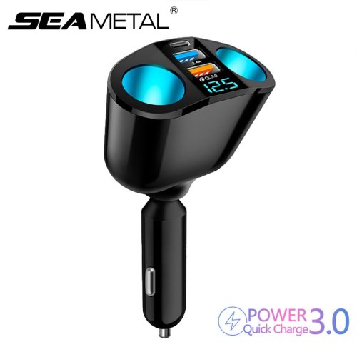 Imagen de Cargador de Coche Dual USB con Carga Rápida QC 3.0 y Puerto PD para Teléfonos Inteligentes, Adaptador Universal de Encendedor de Cigarrillos 12V/24V