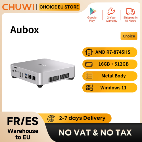 Imagen de CHUWI AuBox AMD R7 8745HS/Intel i9-13900HK Mini PC 32GB 1TB SSD Windows 11 4K 60Hz pantalla AI-Link WiFi 6 BT 5,1 extender M.2 2T * 2