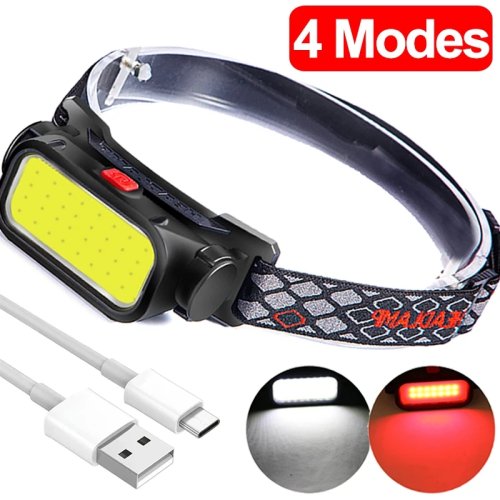 Afbeelding van Draagbare krachtige LED-koplampen 4-modi USB oplaadbare COB-koplamp met rood licht Waterdichte nachtvissen hoofdlamp zaklamp