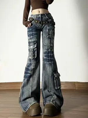 Image de Jean Y2K Cargo Évasé - Style Vintage Punk