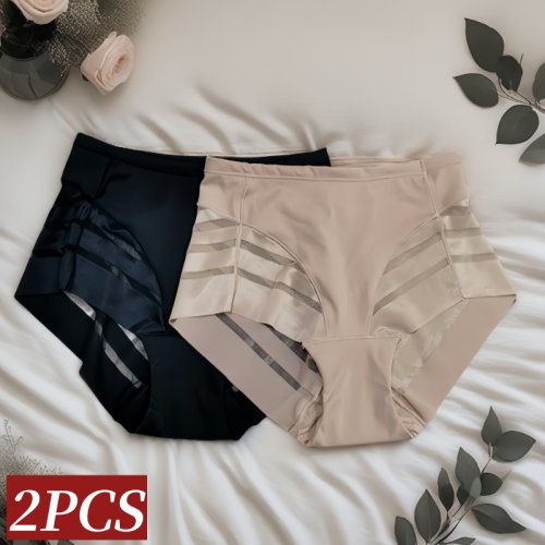 Immagine di Set da 2 Mutandine Stringate con Controllo della Pancia in Setas del Ghiaccio per Donne - Vita Alta, Shapewear Dimagrante, Lingerie Sexy e Biancheria Intima (Taglie M-3XL)