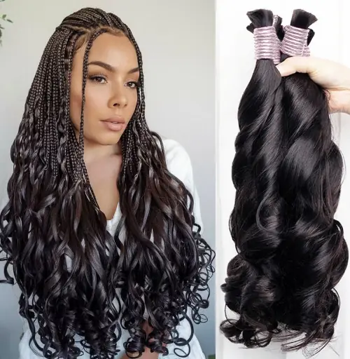 Image de Cheveux Humains Bouclés 100g - Extensions Tresses Boho