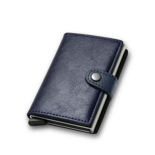 Immagine di Porta carte di credito in fibra di carbonio Portafoglio da uomo Rfid Smart Metal Thin Slim Pop Up Po...