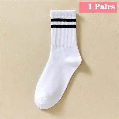 Image de Chaussettes Mi-Longues Unisexe Noir & Blanc - Respirantes & Absorbantes