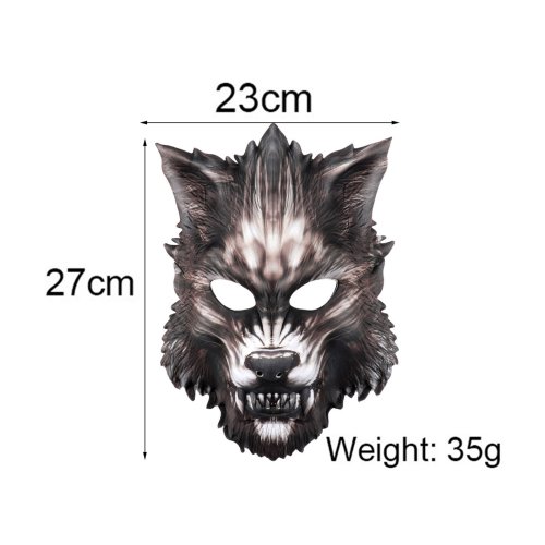 Imagen de Máscara de cabeza de lobo, accesorios de Cosplay de lobo divertidos y realistas para fiesta, Carnaval, Cosplay
