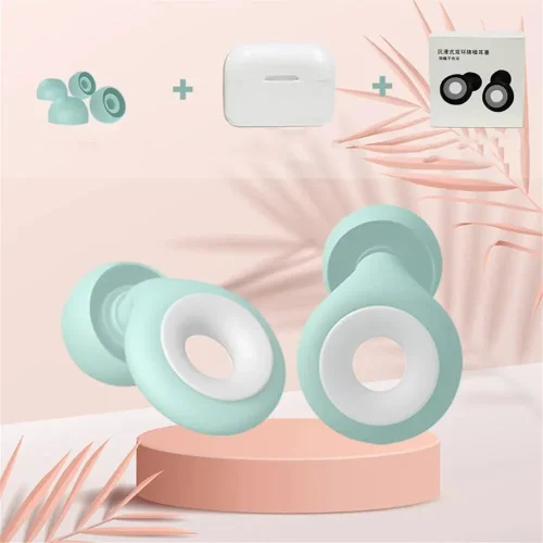 Imagen de Tapones para los oídos con reducción de ruido para dormir, orejeras de silicona suave, protección co...