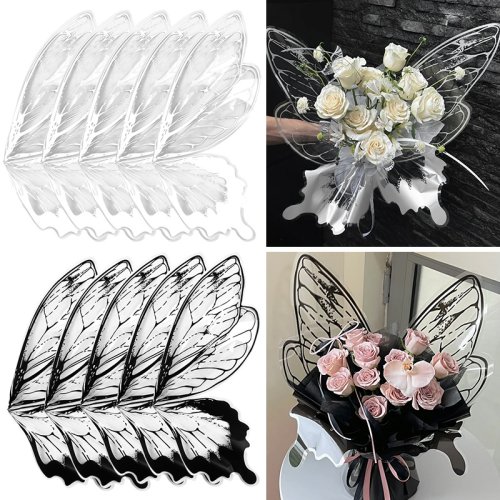 Image of 24-Piece Butterfly Wing-Shaped Flower Wrapping Paper for Elegant Bouquet Packaging – Perfect for Weddings, Birthdays, Parties & DIY Gift Decor