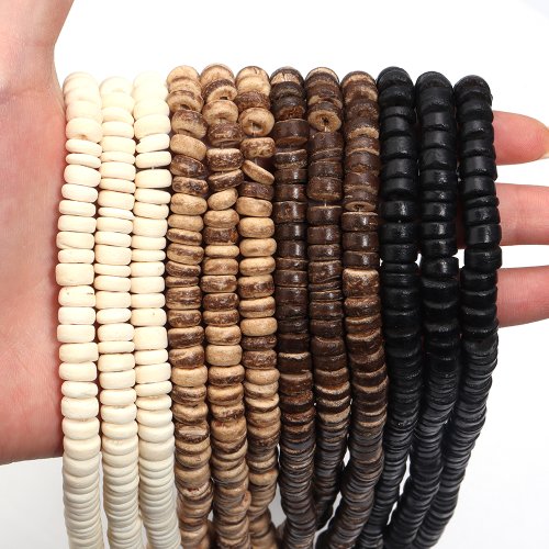 Bild von Natürliche Runde Kokosnuss-Holzperlen – 300 Stück Bunte Holzperlen für DIY-Schmuck, Halsketten und Armbänder