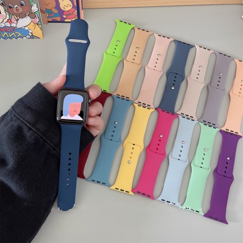 Imagen de Correa de Silicona Suave y Resistente para Apple Watch, Compatible con Modelos de 38mm, 40mm, 41mm, 42mm, 44mm, 45mm, 46mm, 49mm y Series 1 a 11, SE, Ultra 3, 6, 5