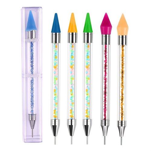 Image of Natural Nail Art Wax Pen with Dual-Head Design for Diamante Embellishments and Rhinestone Application