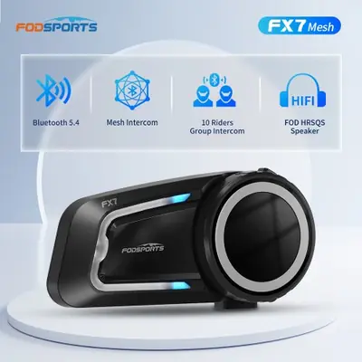 Image de Intercom Moto Bluetooth Fodsports FX7 - Communication Sans Fil Jusqu'à 2000m