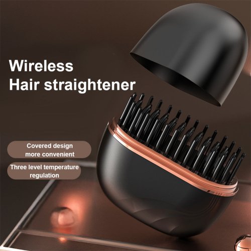 Image of Natural Hair Straightening Comb with Wireless Charging – Portable, Multifunctional, Gentle on Hair, Ideal for Daily Styling