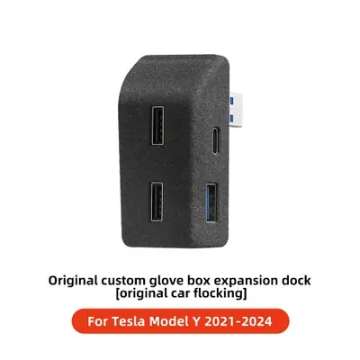 Image de Chargeur USB Rapide pour Tesla Model 3/Y - Hub Adaptateur Boîte à Gants