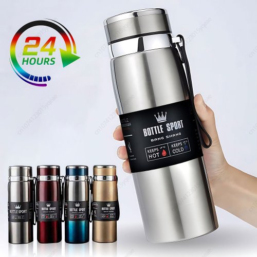 Image de Thermos Isotherme 1L Acier Inoxydable - Bouteille Étanche Café & Thé