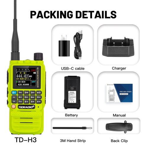 Imagen de Radio Walkie Talkie Tidradio H3 con Aplicación Móvil, Larga Distancia, Programación Inalámbrica y Banda Aérea para Radioaficionados