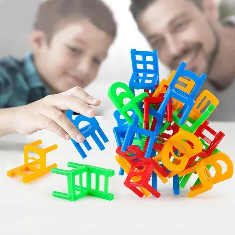 Image de Chaise d'Équilibre Miniature - Jeu d'Empilage Amusant pour Enfants et Adultes