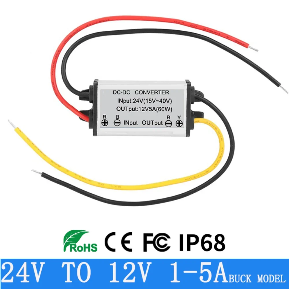 Zdjęcie Przetwornik 24V do 12V z przetwornicą 24V 12V wodoodporny moduł DC 1A-5A Buck Model konwerter