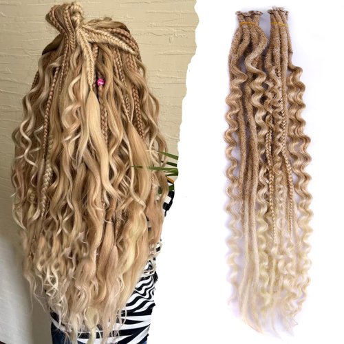 Afbeelding van Natuurlijke 24-inch synthetische dreadlocks met 16 strengen – 3-in-1 gemengde hippie-stijl vlechtextensions voor vrouwen