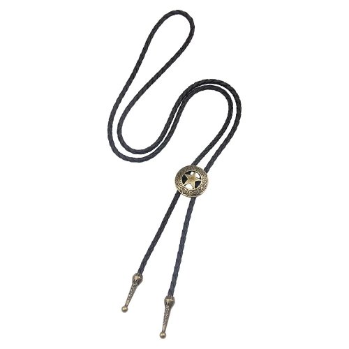 Zdjęcie Regulowana głowa byka z pięcioma gwiazdami Western Cowboy Bolo Tie Rodeo Dance Krawat Naszyjnik ze sztucznej skóry