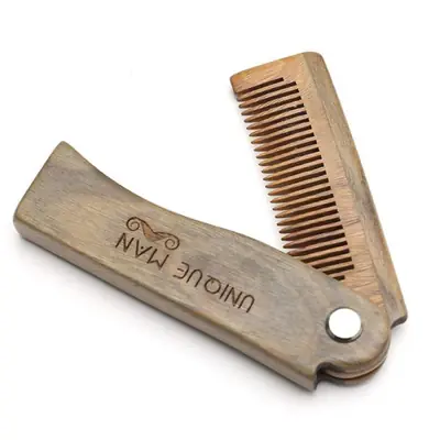 Image de Peigne à Barbe Pliable en Bois de Santal
