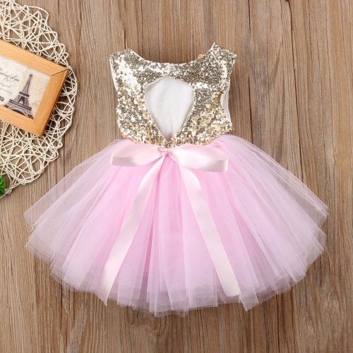 Immagine di Abito da principessa per bambini per ragazze, abito da sposa fantasia, senza maniche, con paillettes, festa di compleanno, battesimo, per abiti estivi per ragazza
