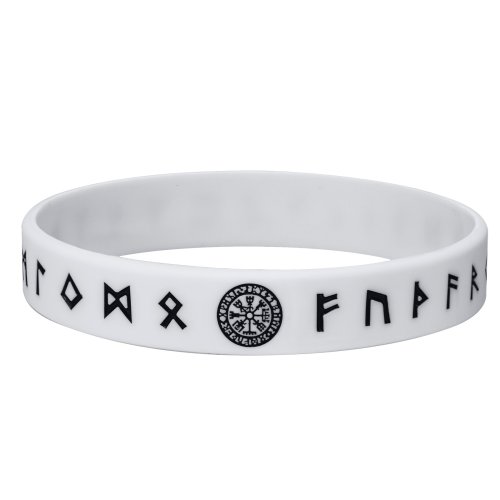 Immagine di Bracciale in Silicone Vnox con Bussola Viking – Stile Nordico per Uomo
