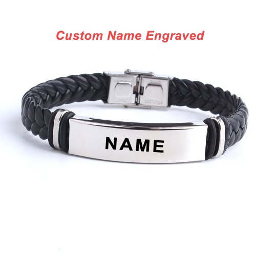Imagen de Pulseras Personalizadas de Cuero y Acero Inoxidable