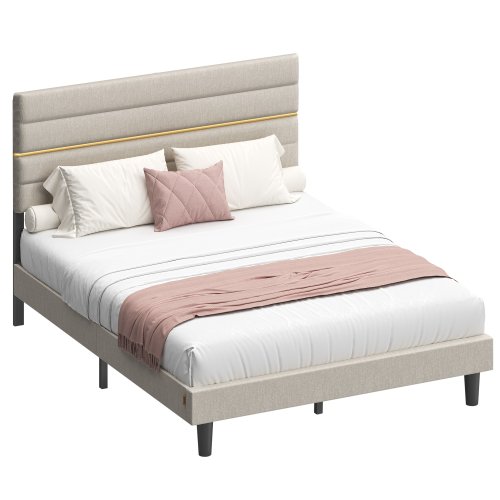 Image de Lit Double Design Moderne avec Tête de Lit Rembourrée