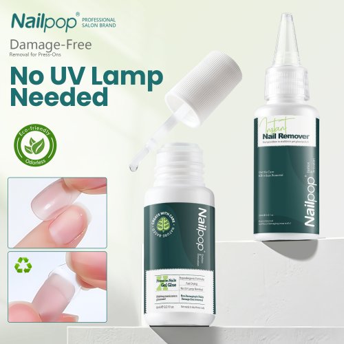 Afbeelding van Natuurlijke Nagellaklijm met Instant Remover – Hypoallergeen & Sneldrogend voor Druk op Nagels